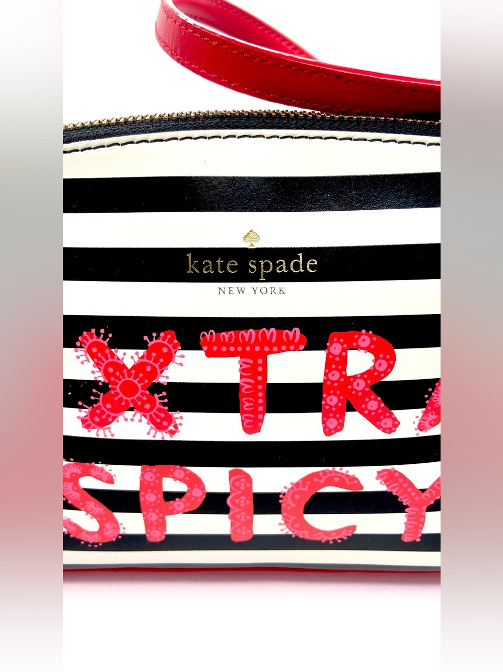 EUC 2018 novelty kate spade Black & White Striped "Extra Spicy" Crossbody - Picture 3 of 13